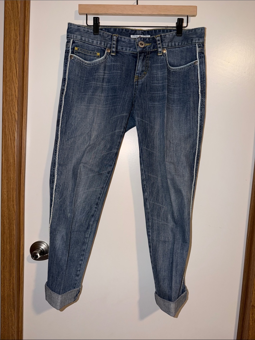 Tommy‎ Hilfiger Blue Denim Boyfriend Jeans with White Side Stripe